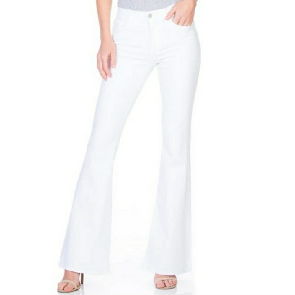 O2 Denim Hollywood USA Womens White Jeans  Wide Leg